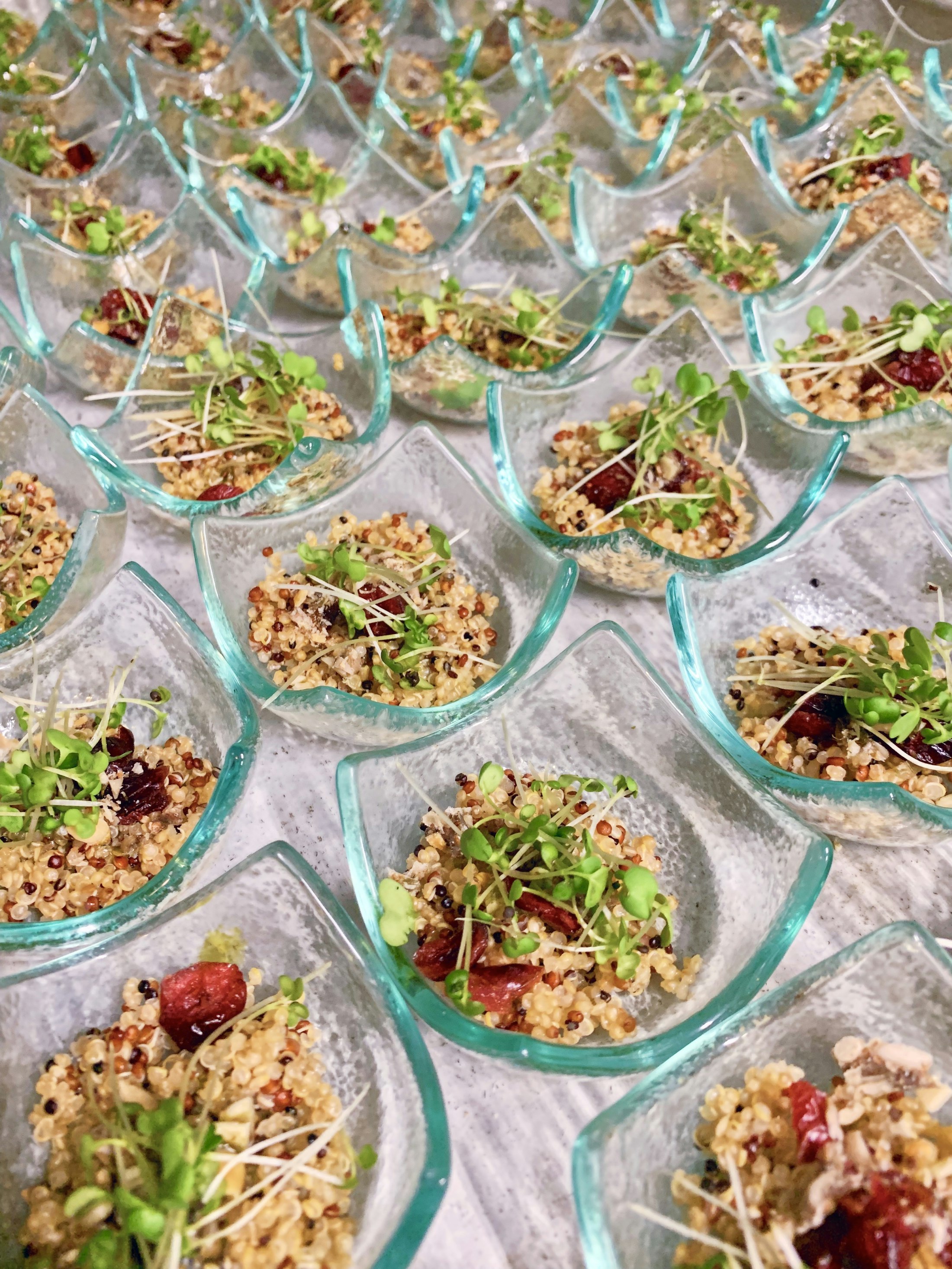 Students selecting meals from a healthy food counter