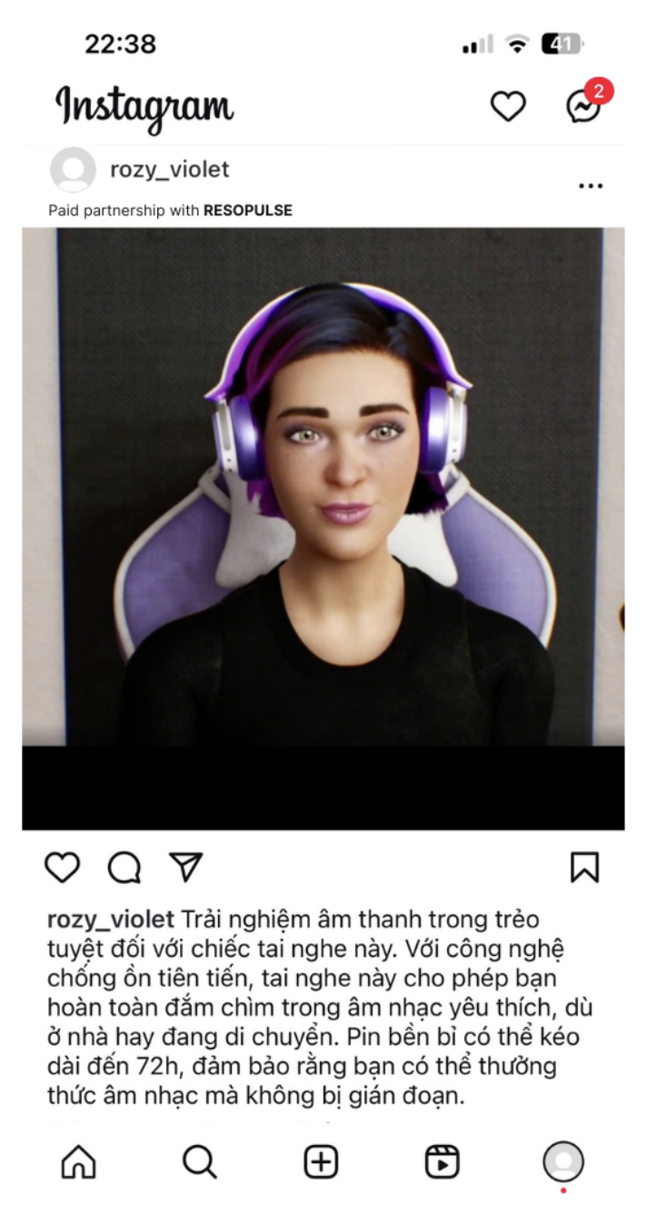 Instagram simulation screenshot for high central and low peripheral cue condition