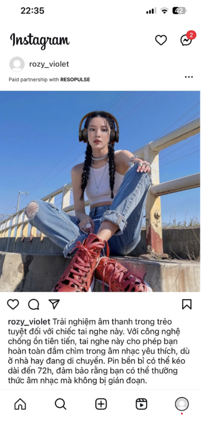Instagram simulation screenshot used for context framing in the Gen Z cue experiment