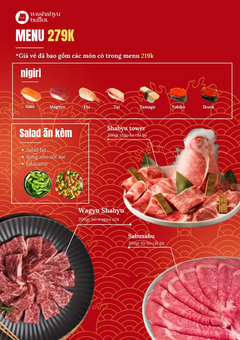 Japanese hotpot simulation with circular ingredient previews and sectioned accessory lists