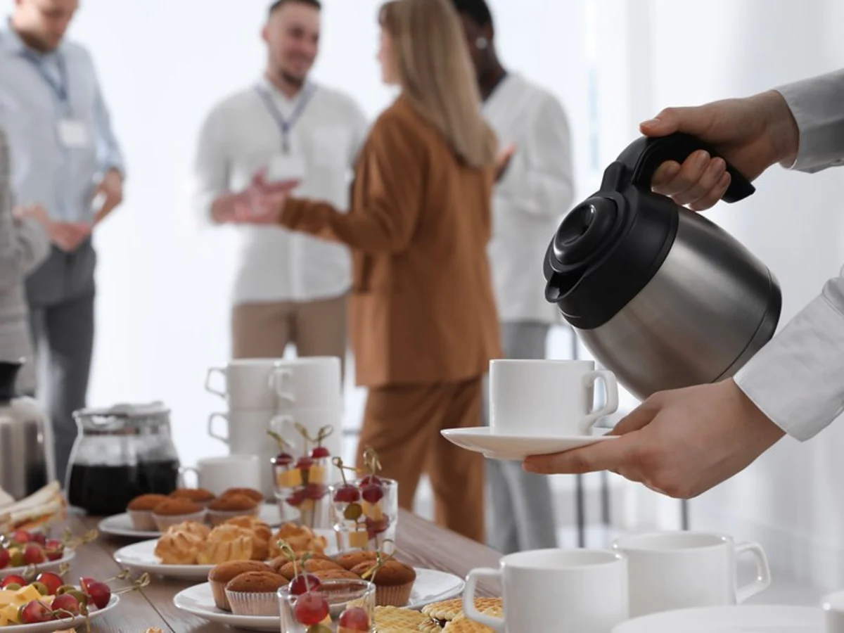 Breakfast buffet service scene representing food-first leisure explorer persona